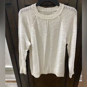 Loft Petite cream colored pull over crew neck sweater Size LP